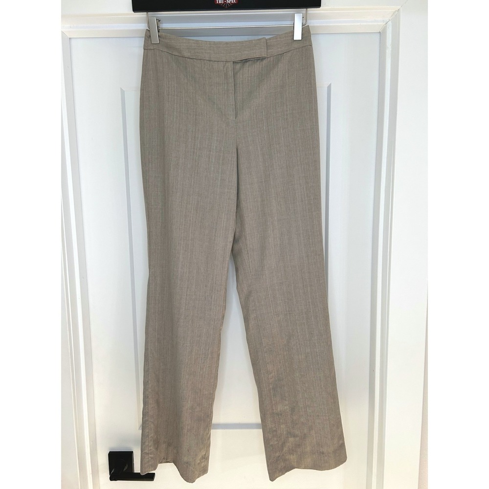 Ann Taylor LOFT Womens 2 Wool Blend Pinstripe Dress Pants Tan Brown Straight Leg